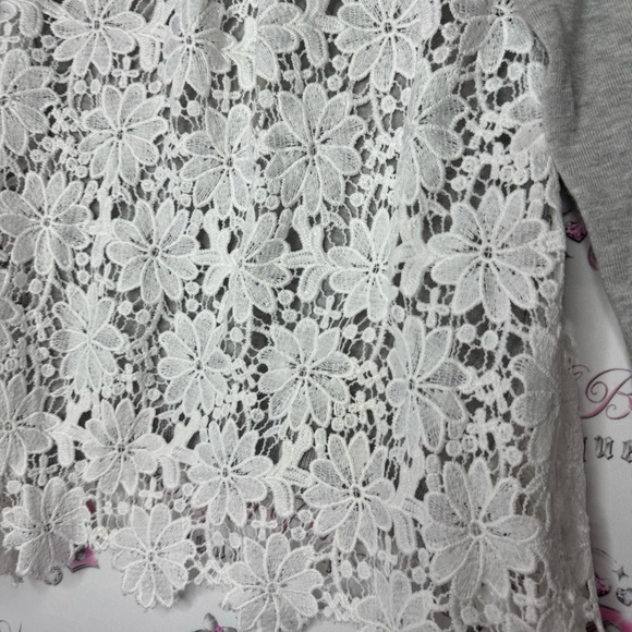Chelsea 28 top cashmere lace floral white detail grey soft long sleeve sweater - Picture 9 of 13